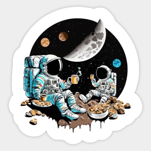 Astronauts Drinking Coffee on the Moon #2 Sticker